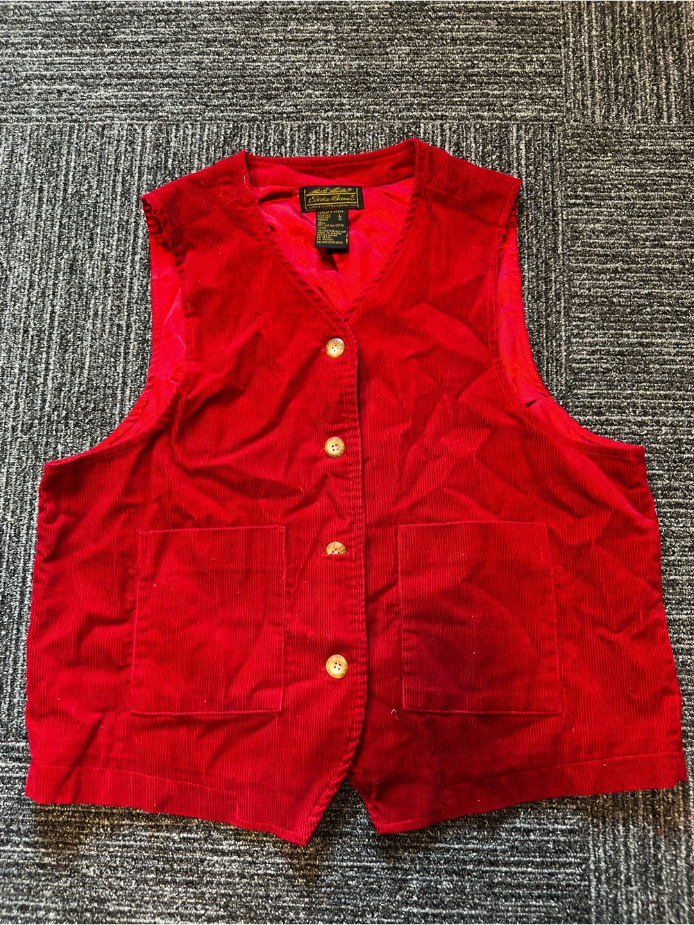 Eddie Bauer Red Corduroy Button Vest